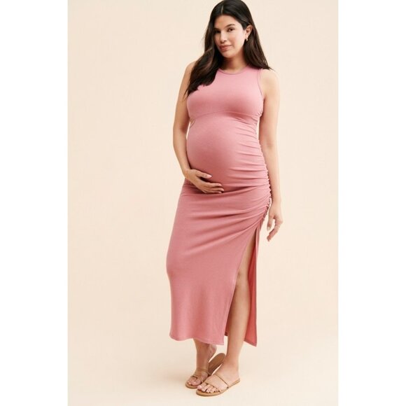 Women's Stowaway Maternity Ribbed Maxi With Cut Outs Dress XL Rose New!!! - Picture 1 of 2